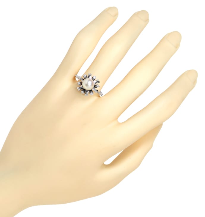 Foto 4 - Diamantring mit schimmernder Perle 14K Weißgold, Q1508