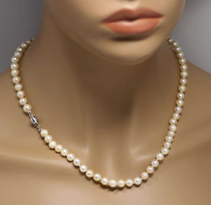 Foto 4 - Akoya Perlenkette in 51,6cm Länge Weißgold Kugelschloss, R7488
